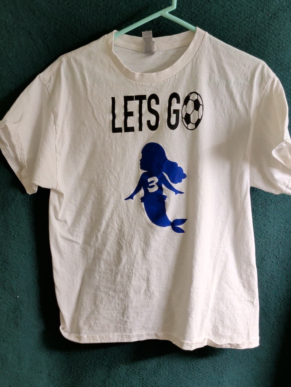 Gildan White Tee with Bold Black 'LETS GO' Graphic